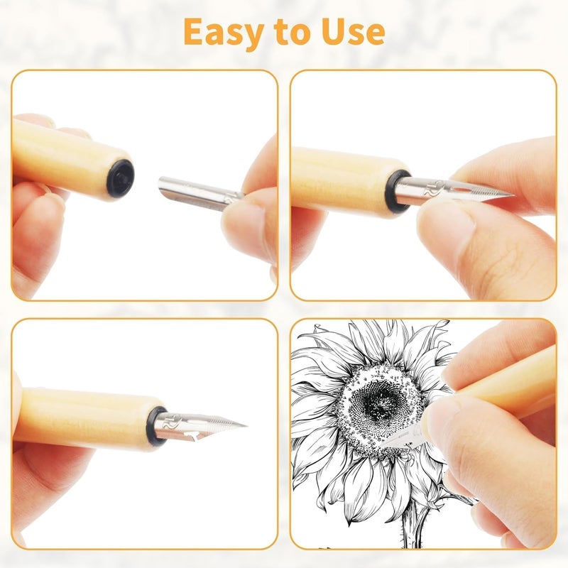 Pretwad G-Pen Ink Nib Stainless Steel Drawing Comic Pen Nib, 11 Pcs Comic Pens Nib Set, Dip Pens Nibs Holders with Comic Nib, Calligraphy Wooden Drawing Holder with Stainless Steel Pen Nib for Writing - Image 5